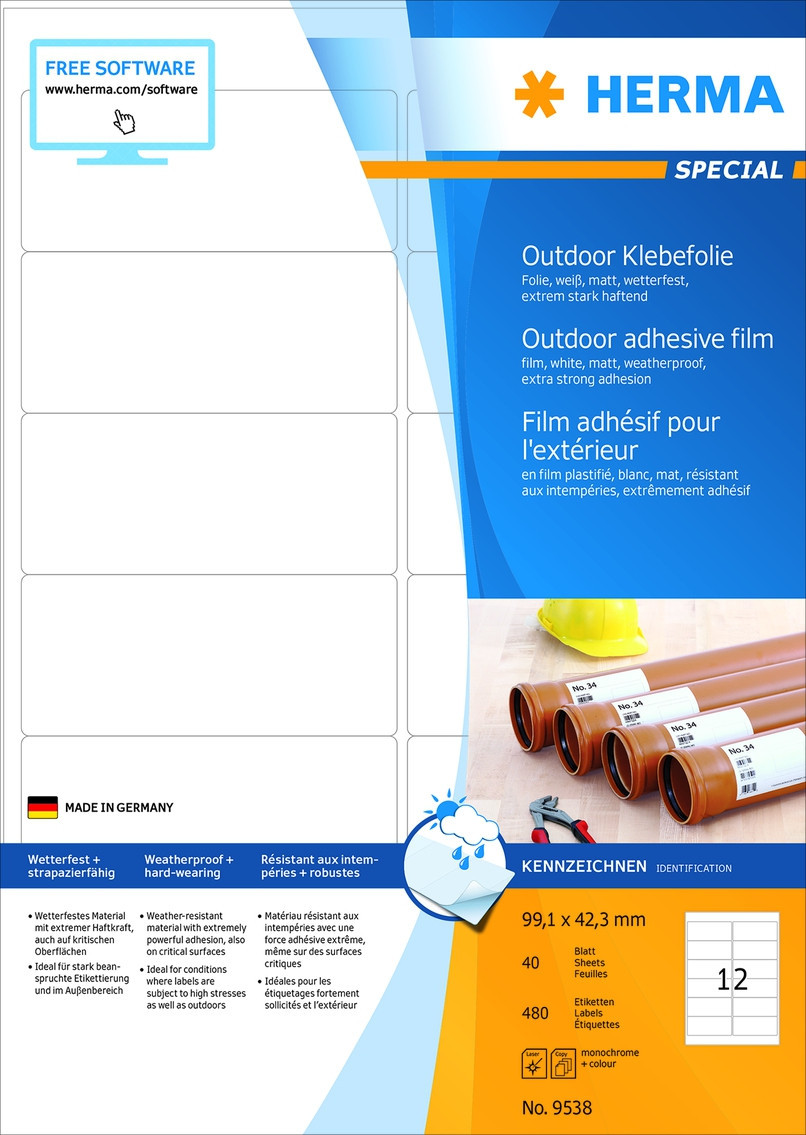 BildeHerma Utendrsetiketter 99,1x42,3 (480)