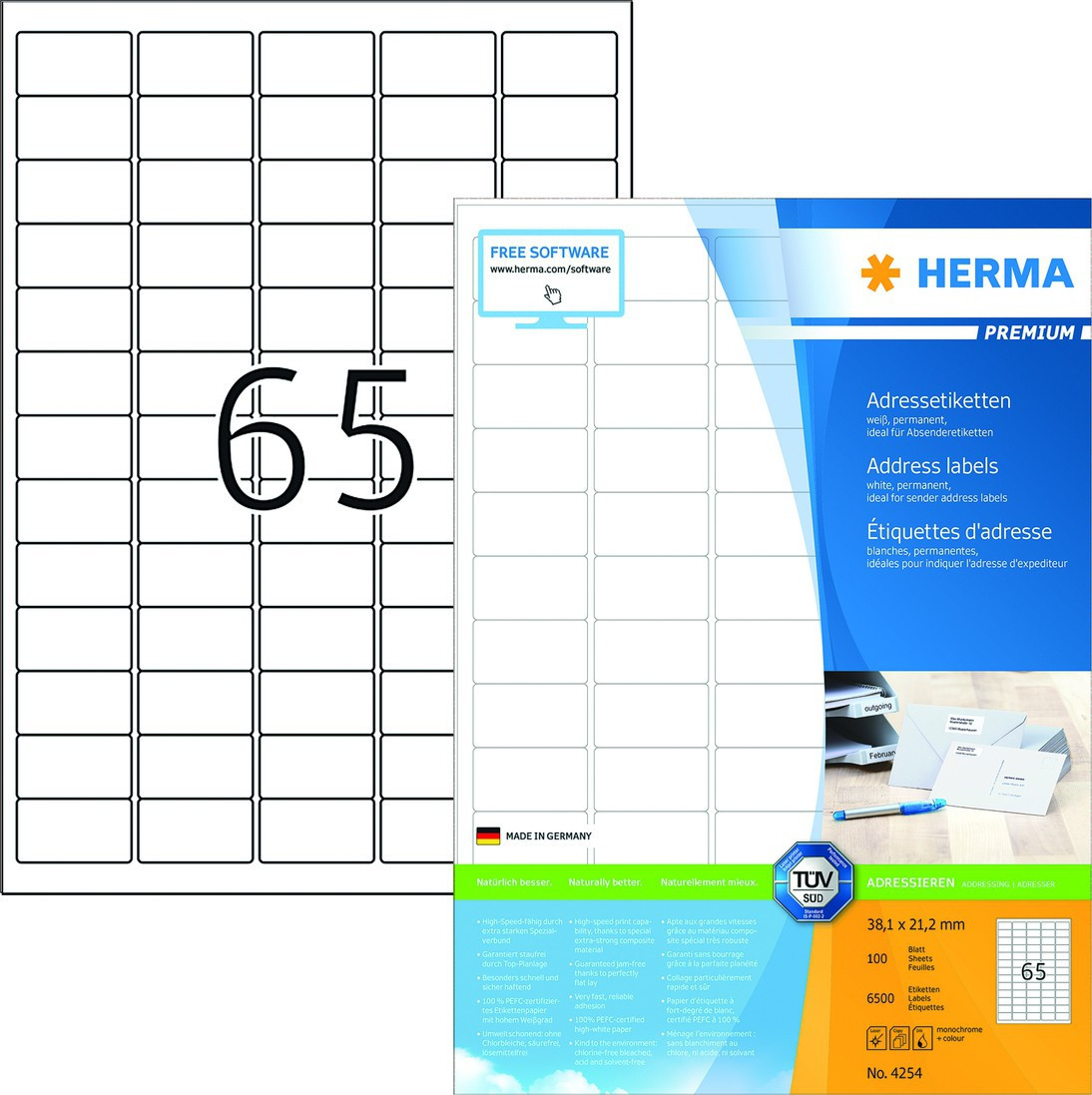 Herma Etikett Premium A4 38,1x21,2 (100)