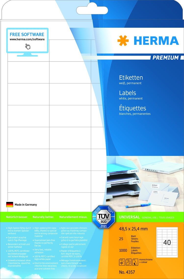 BildeHerma Etiketter Premium A4 48,5x25,4 (25)