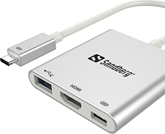 Sanderg USB-C Mini Dock HDMI+USB Hvit
