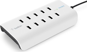 RockStar 10-Port USB Charging Station, White