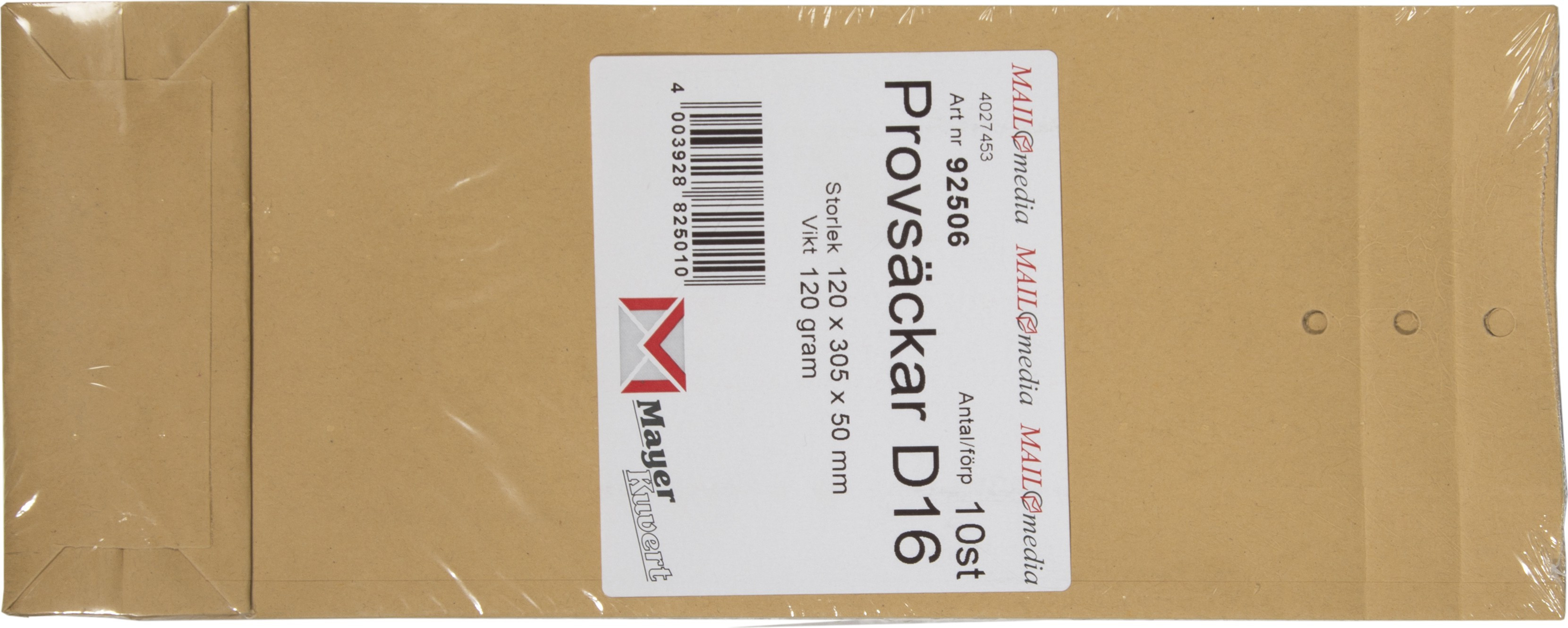 BildeBngers D16 Vareprvepose uten klaff 125x290x40mm brun (10)