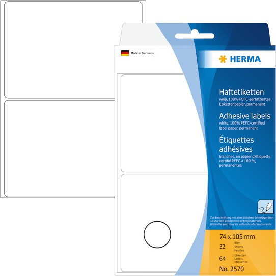 BildeHerma Etikett hvit 74x105