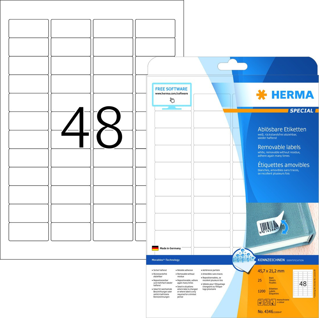 Herma Etiketter Avtagbare 45,7x21,2 (25)