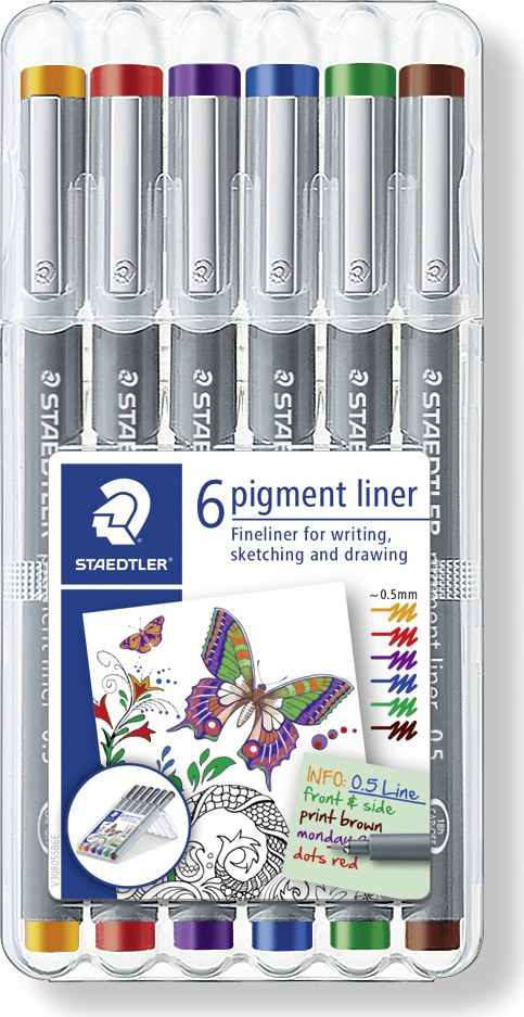 BildeSTAEDTLER Fineliner Pigment Liner 0,5mm ass (6)