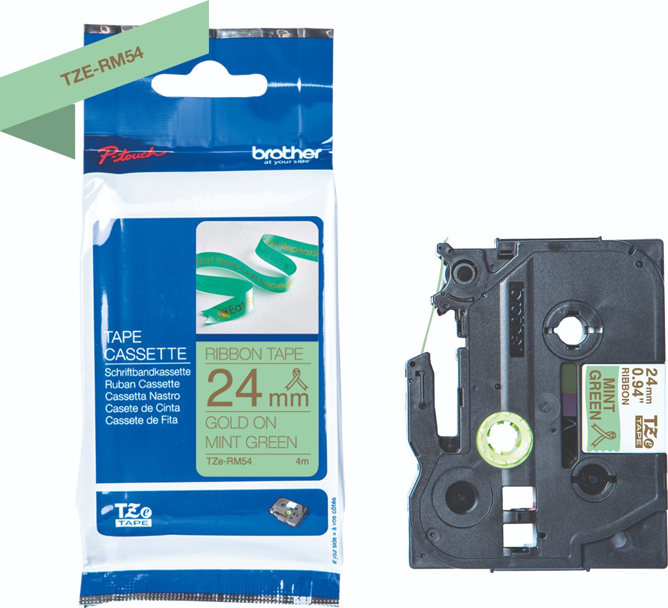 BildeBrother TZeR satin tape 24mm x 4m Gull p mintgrnn
