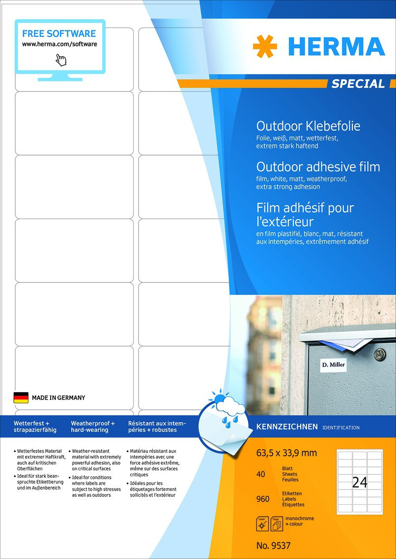 BildeHerma Utendrsetiketter 63,3x33,9 (960)