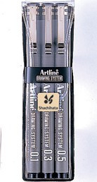 Artline Fineliner 230/3W1 Sort 3/e 3-pk