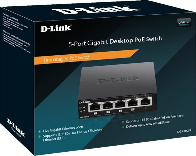 D-LINK 5-Port Desktop Gigabit PoE+ Switch