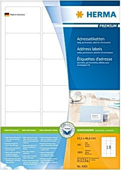 BildeHerma Etiketter Premium A4 63,5x46,6mm (100)