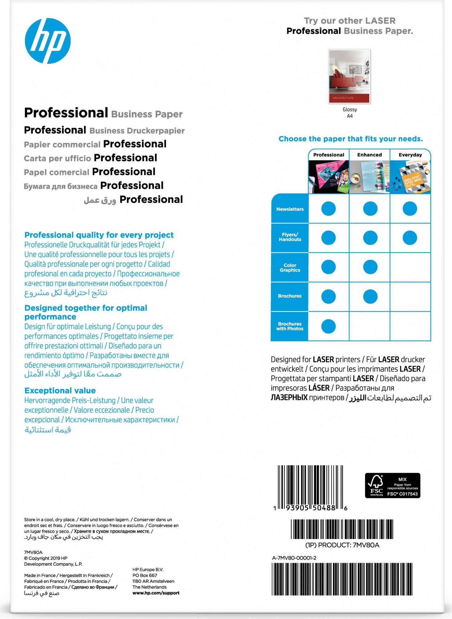 HP A4 Laser Professional Business matt papir 200g 