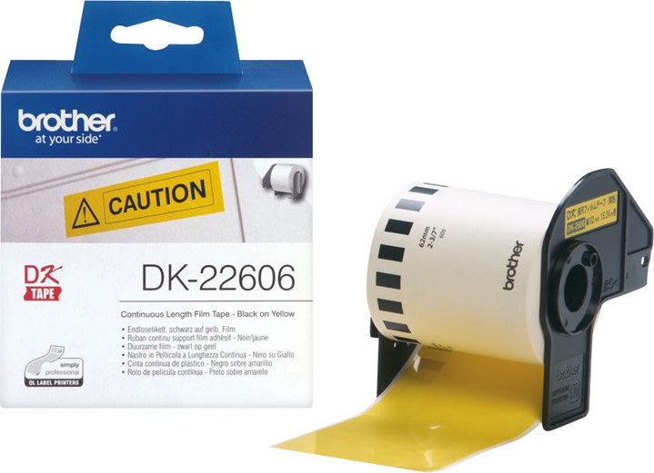 Brother Taperull i gul plastfilm lpende lengde, 62mm bred