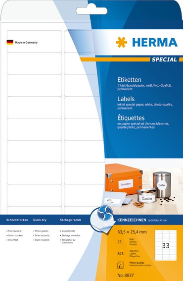 BildeHerma Etikett Inkjet A4 63,5x25,4 (25)