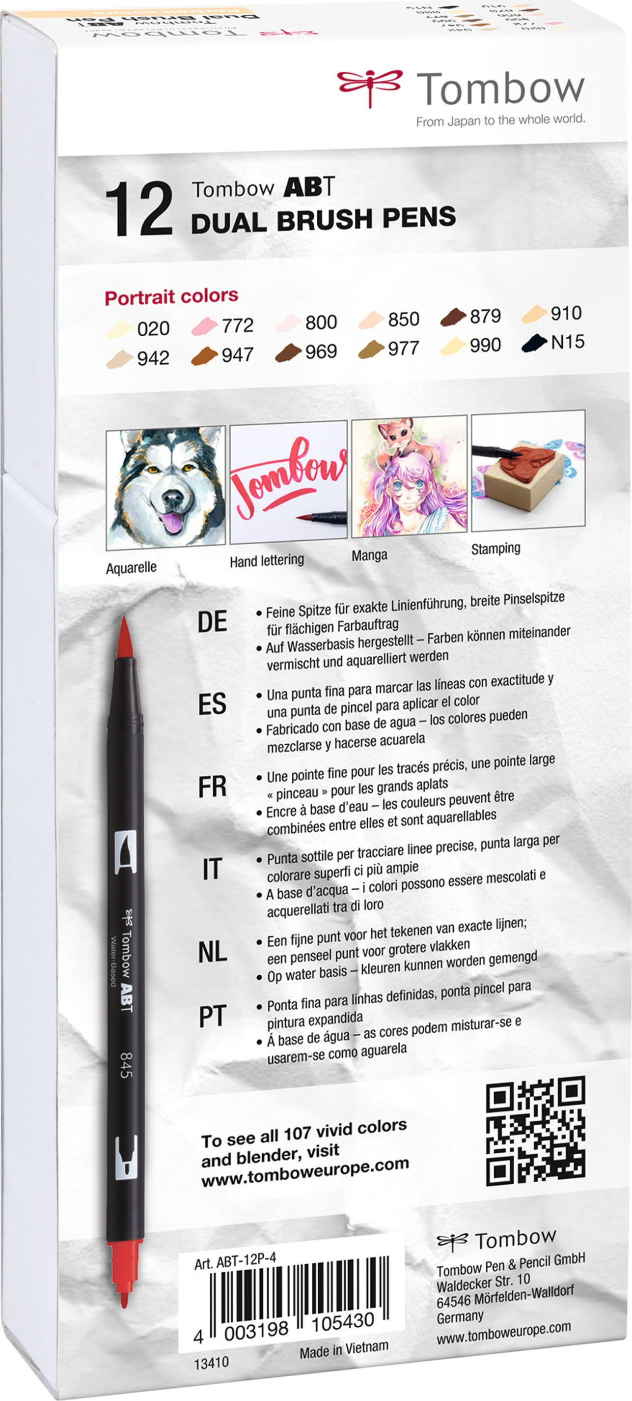 Marker Tombow ABT Dual Brush 12P-4 Portrait colours (12)