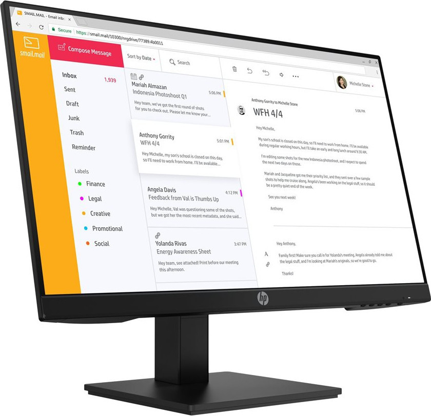 23.8'' HP Monitor P24h G4 (height.adjust), Black
