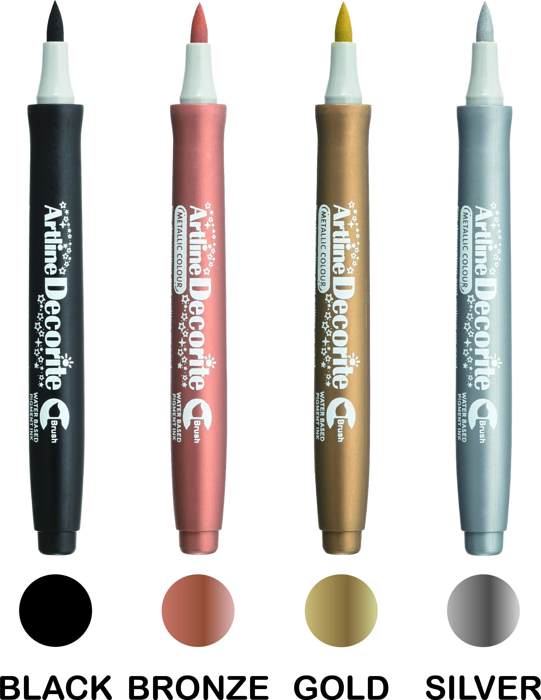 Artline Decorite Brush Modern Metallic 4-pk