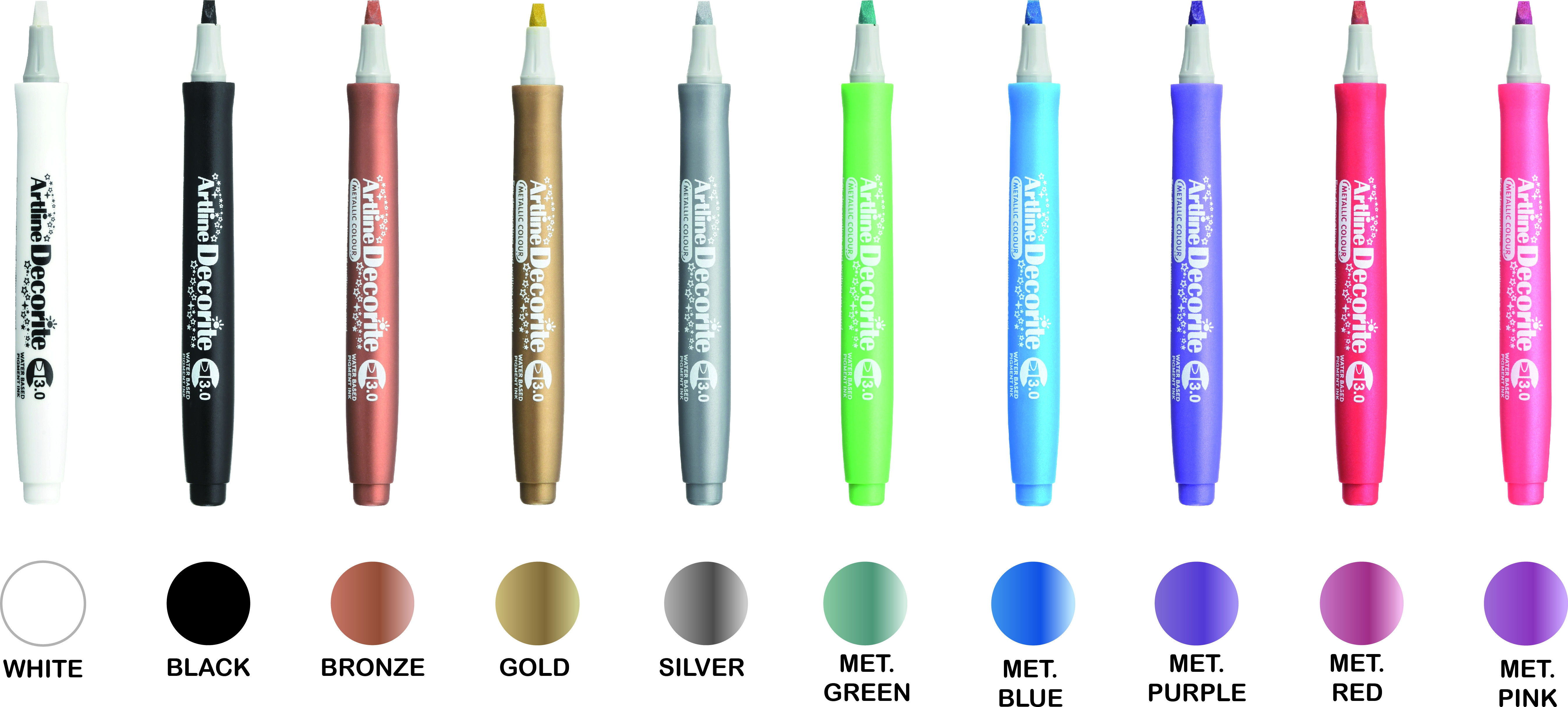 Artline Decorite Flat Metallic 10-pk