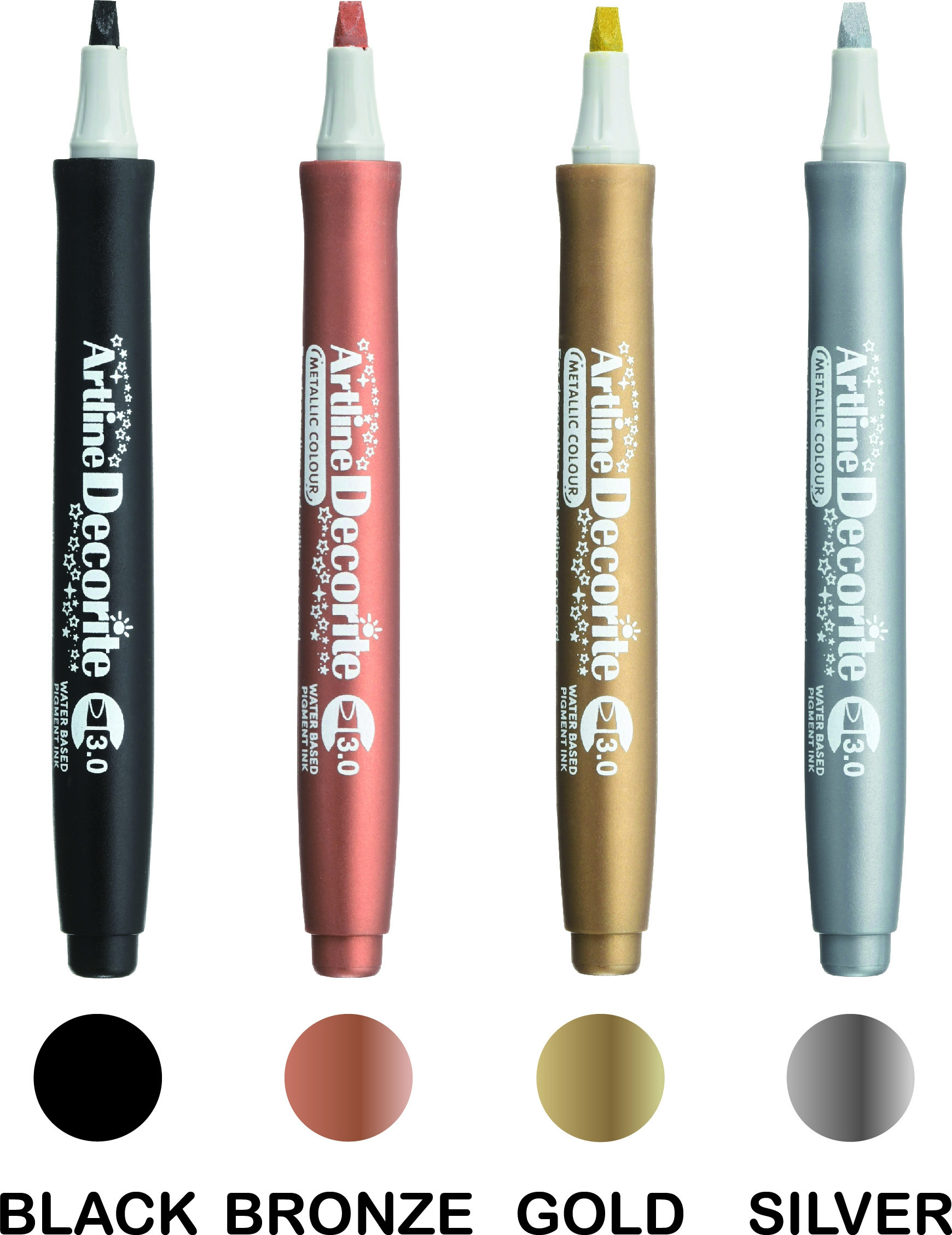 Artline Decorite Flat Modern Metallic 4-pk