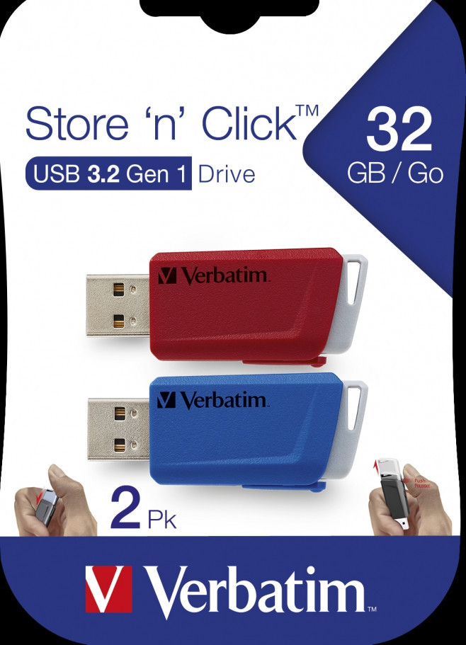 BildeVerbatim Store ´N´ Click USB Minnepenn 32GB (2-pk) Rd/Bl