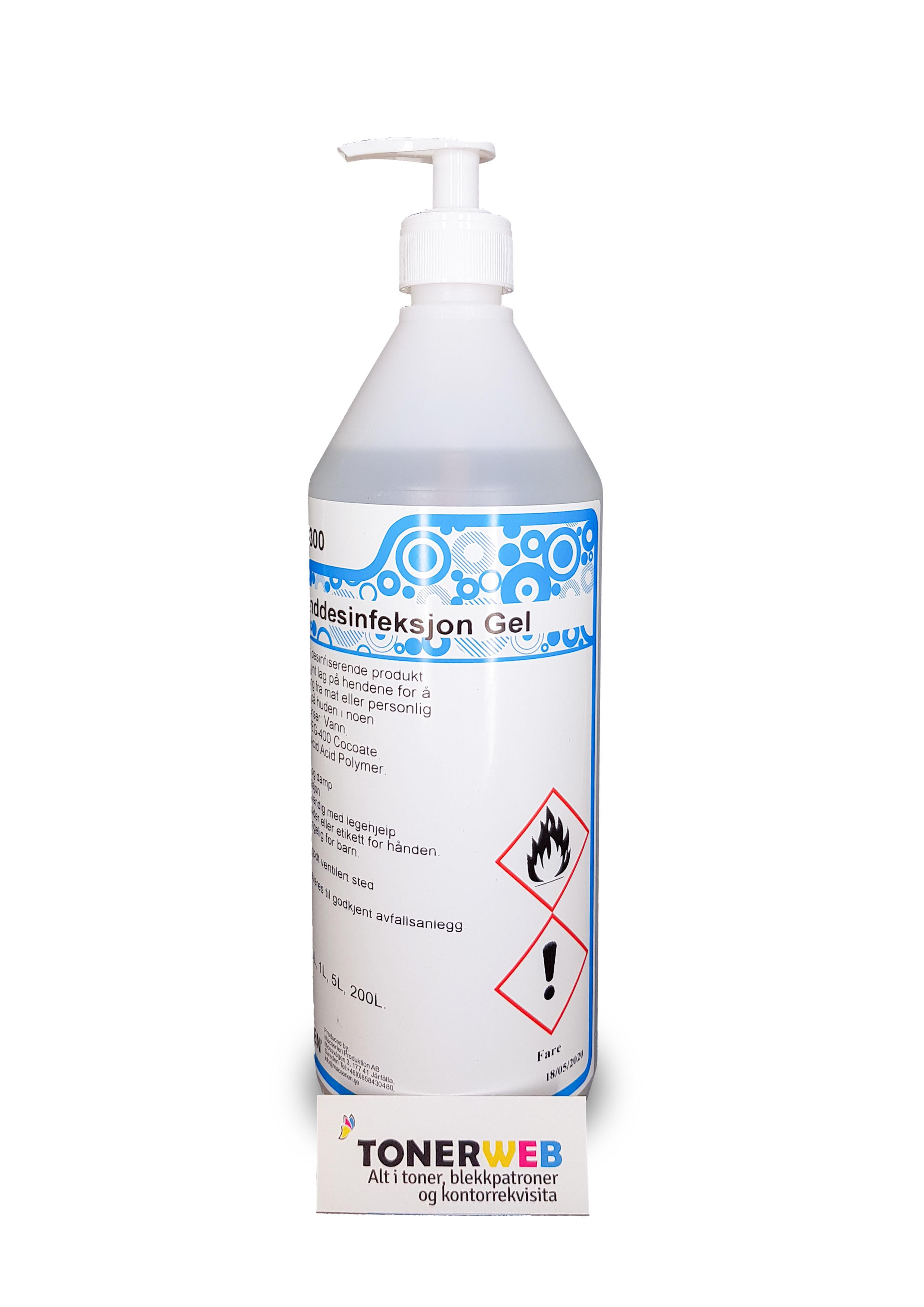 Bilde 1 Liter GEL Hånddesinfeksjon 75% med pumpe - På lager