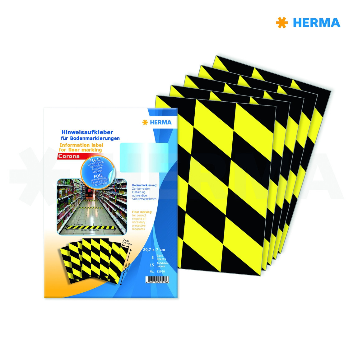 HERMA Etikett "Gulv markering" sort/gul (5)
