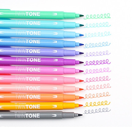 Marker Tombow TwinTone pastel 0.3/0.8 (12)