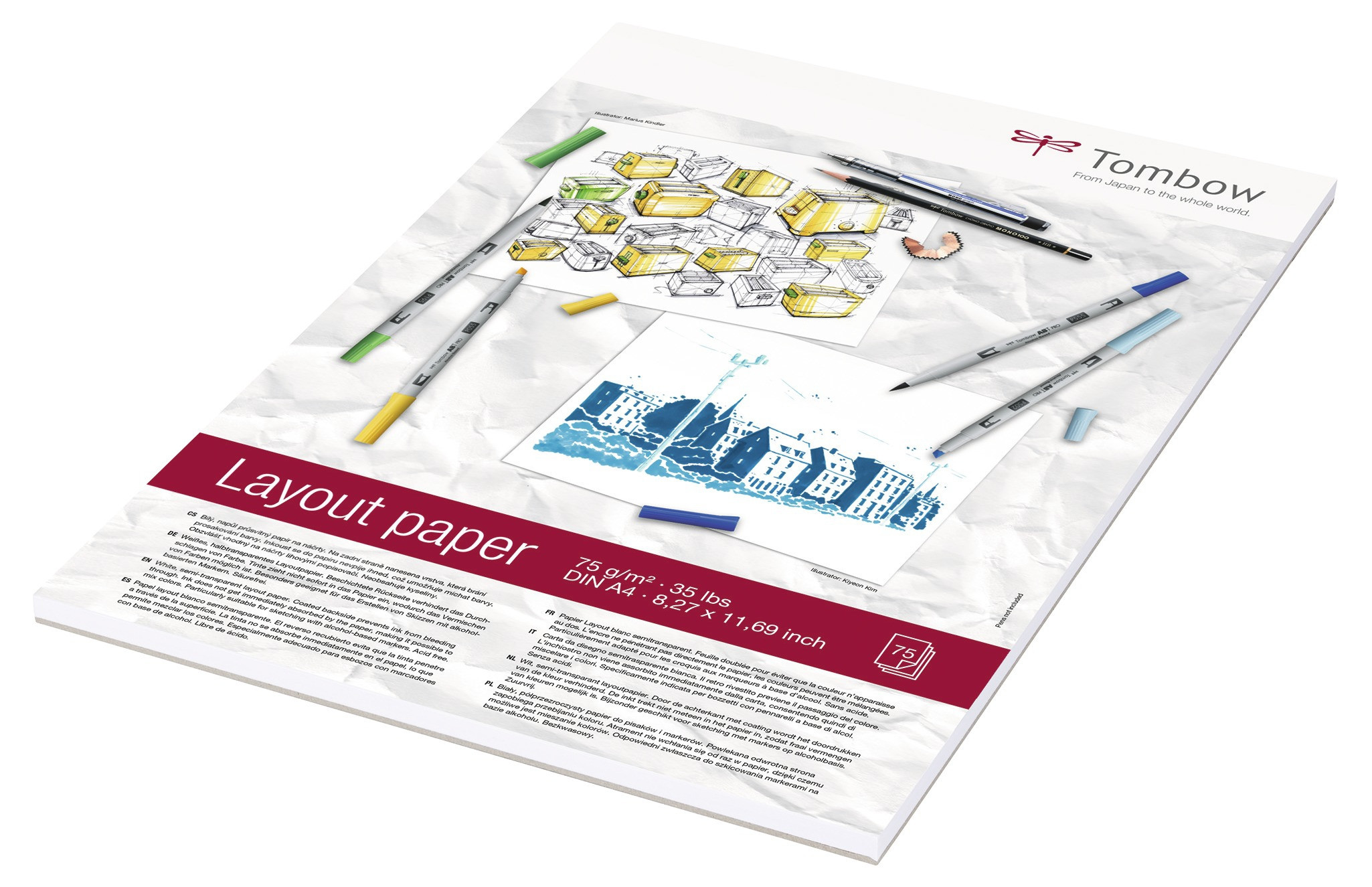 TOMBOW Layout tegneblokk 75 g/m²  75 ark