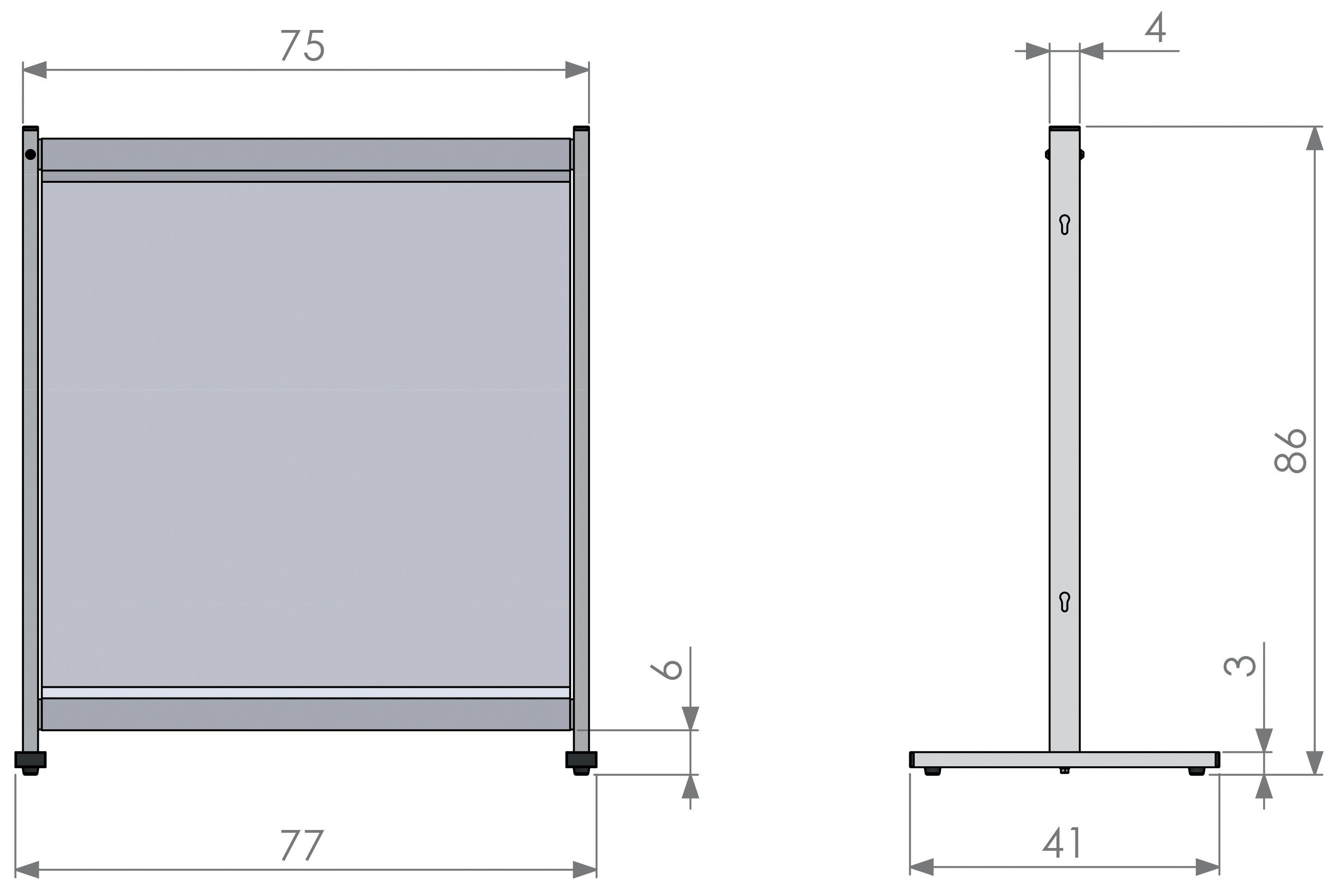 Skillevegg bord film medium 77x86cm