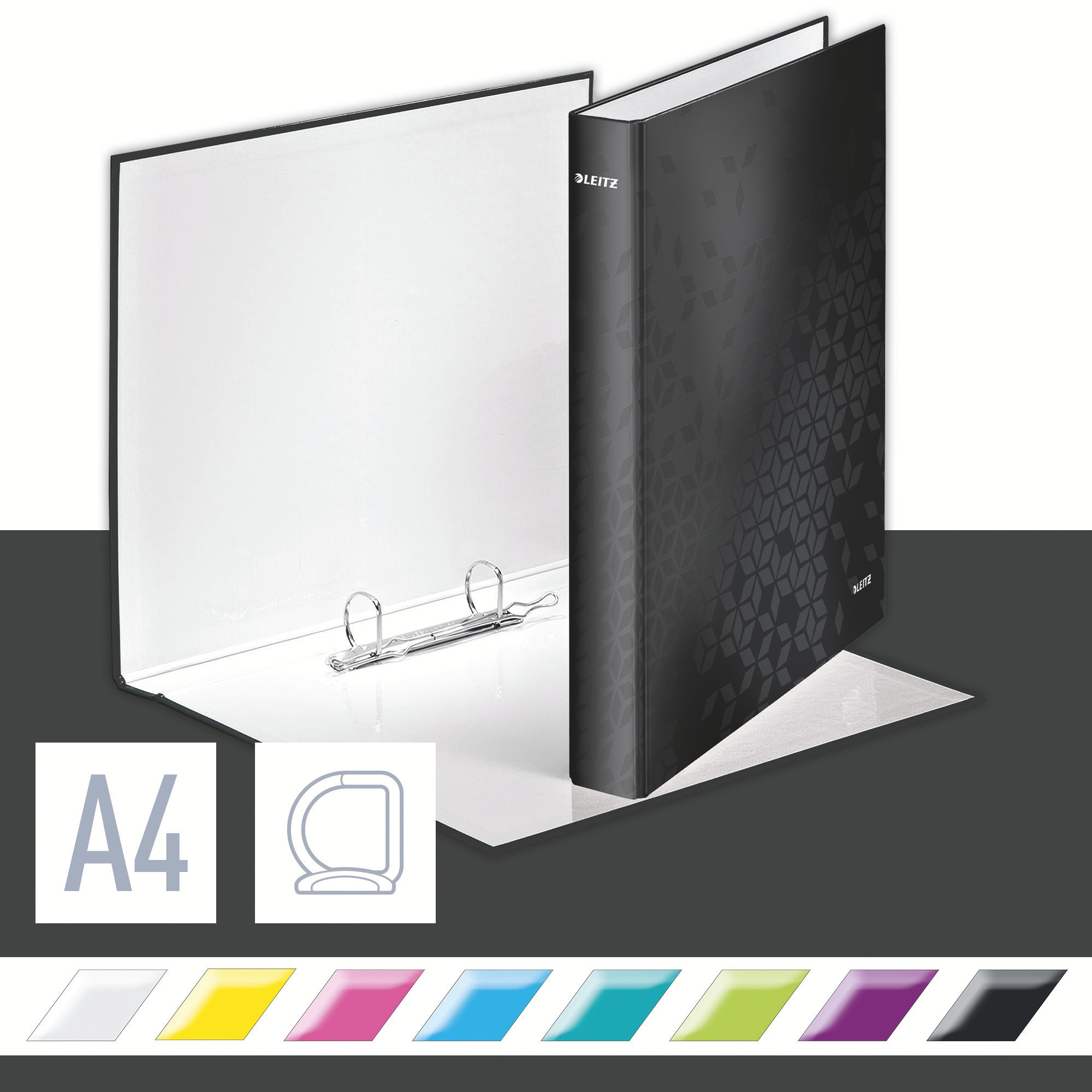 Ringperm Leitz WOW A4+ 2DR/25mm Sort