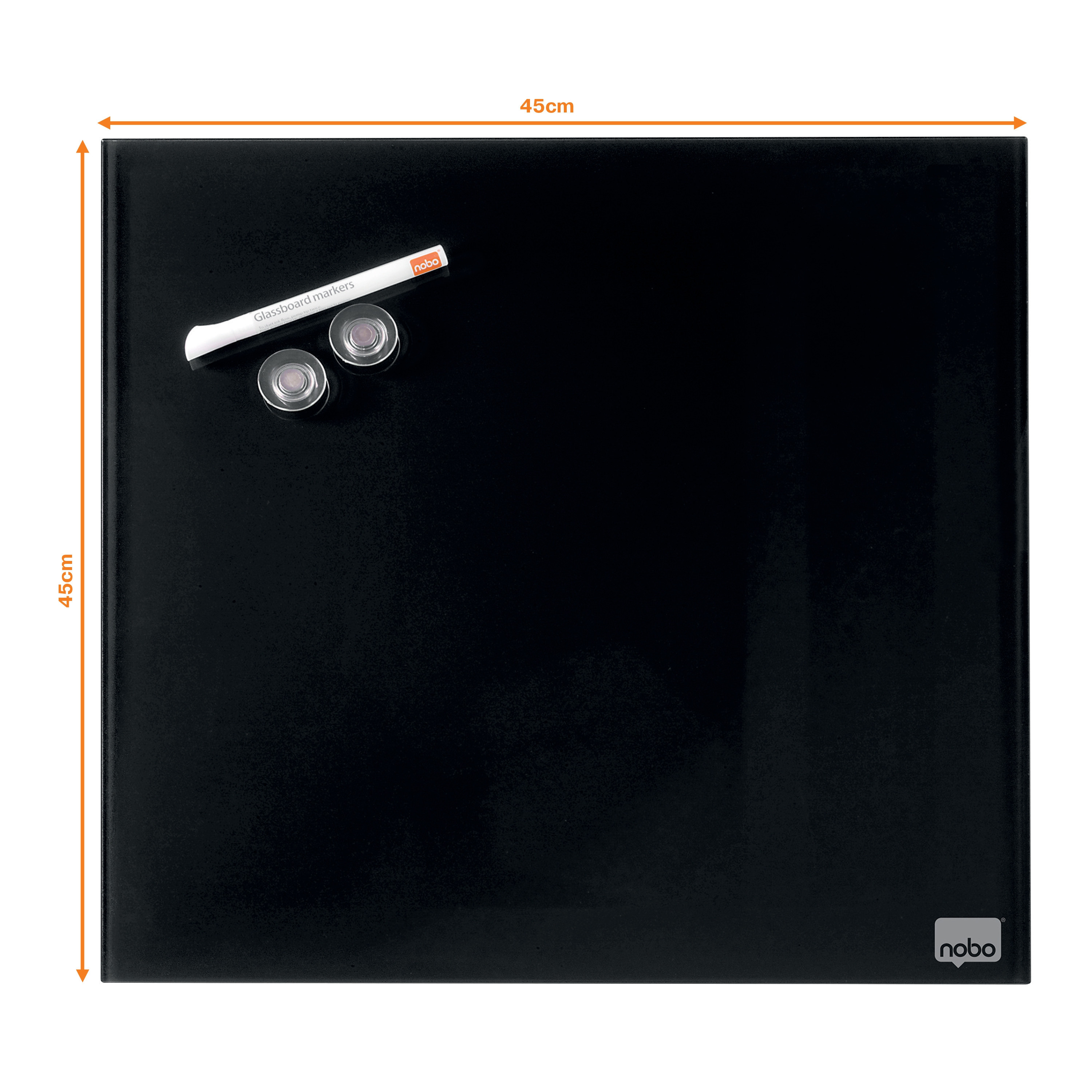 Glasstavle Diamond Nobo 45x45cm sort