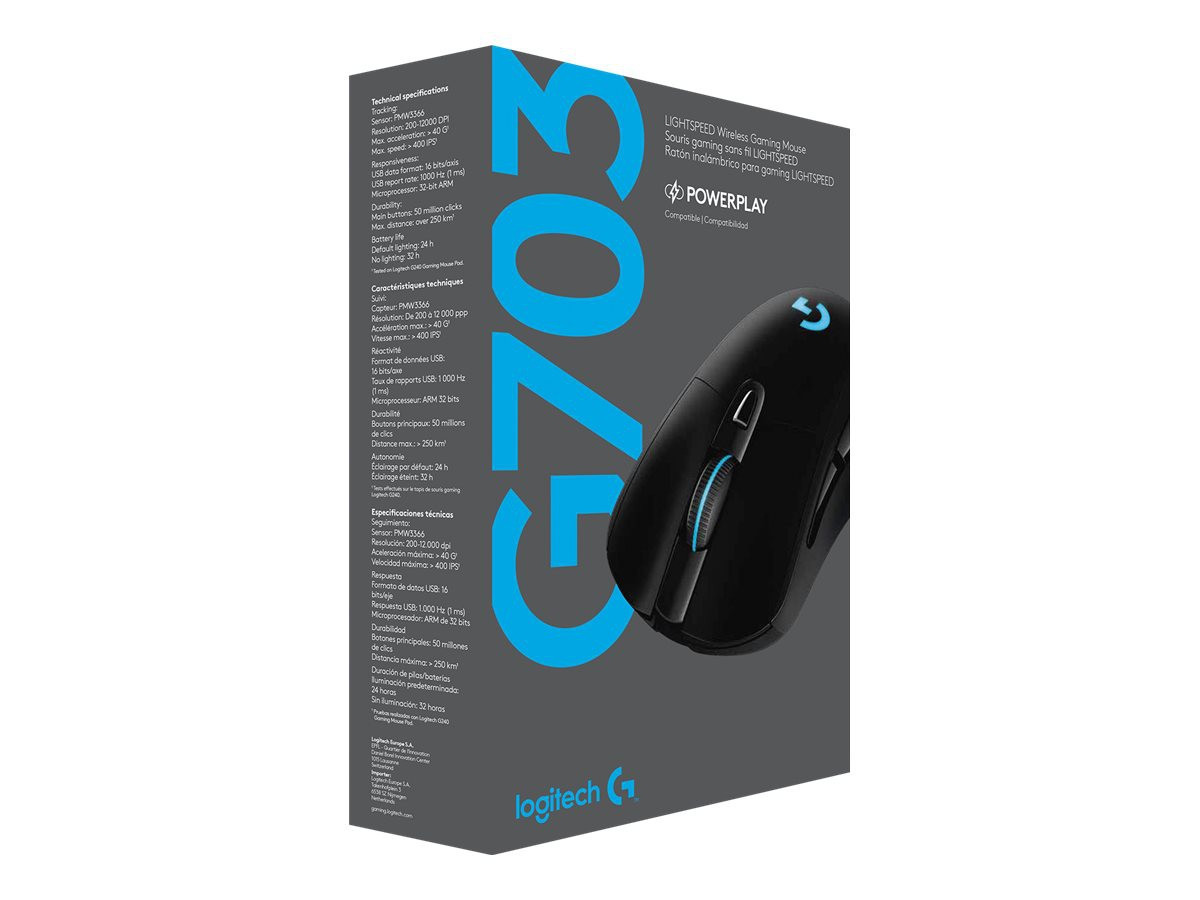 G703 LIGHTSPEED Hero Wireless Gaming Mouse, Black