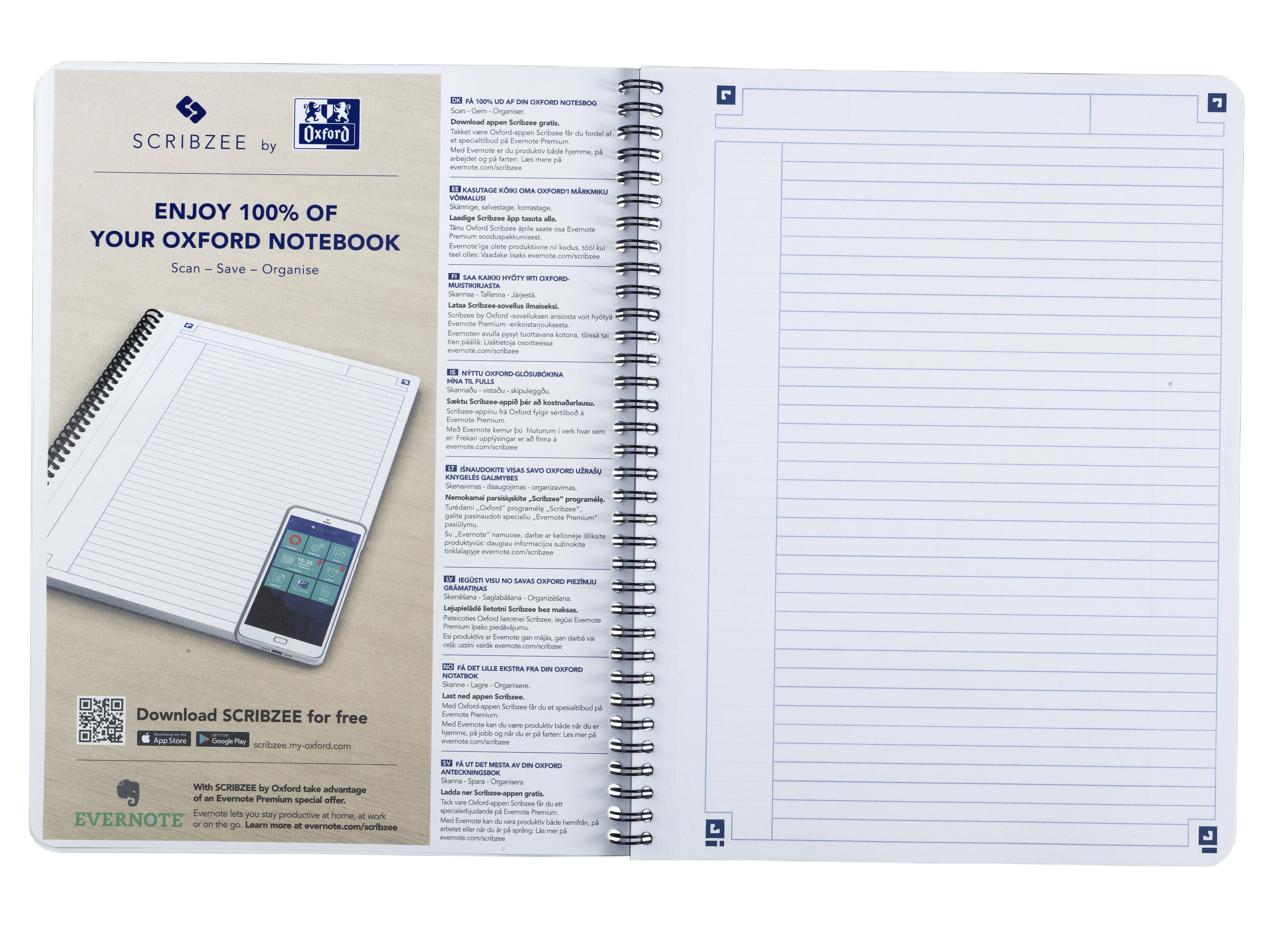 BildeOxford Touch Notatbok A5+ Rutet 70 ark 90g Turkis