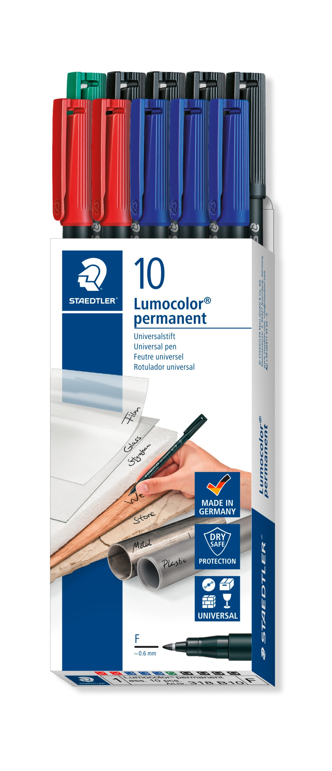 BildeSTAEDTLER Merkepenn Lumocolor Perm. 0,6mm assortert (10)