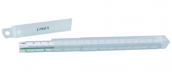 Linex trekantet mlestokk 312 30cm rd/grnn