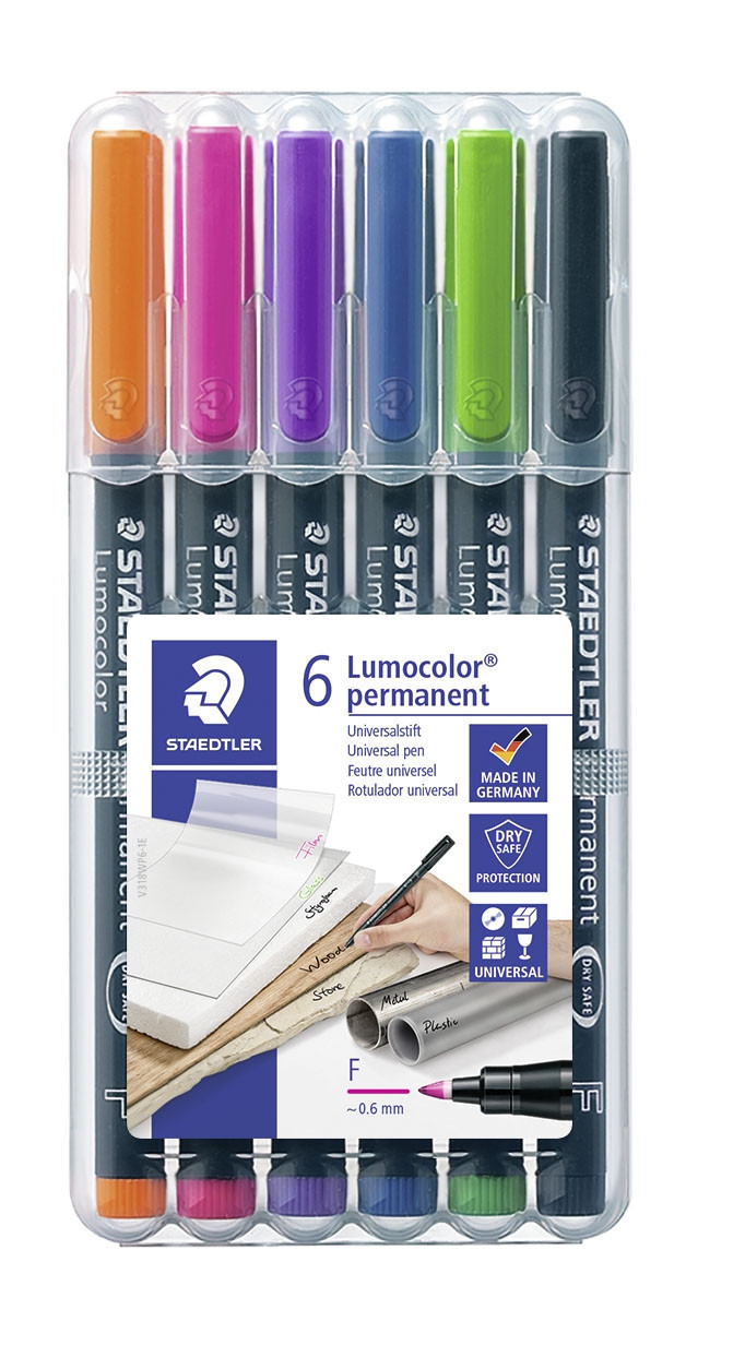 BildeSTAEDTLER Merkepenn Lumocolor Perm. 0,6mm ass (6)