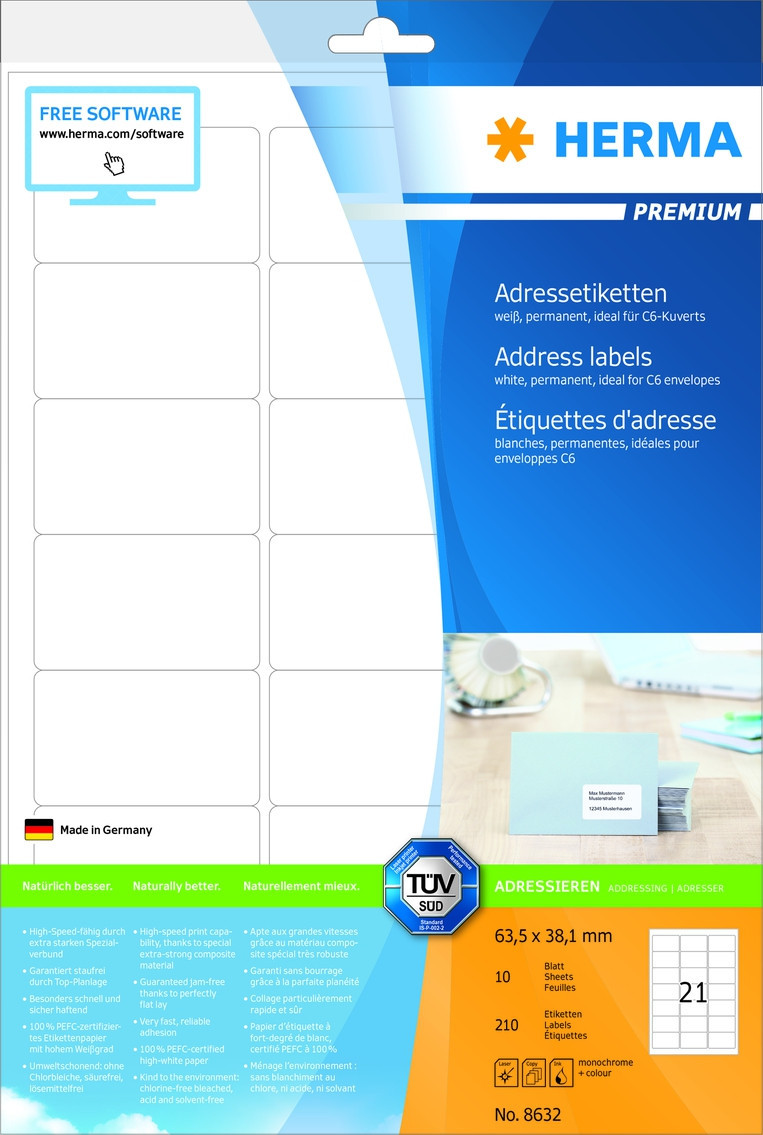 BildeHerma Etiketter Premium A4 63,5x38,1 (10)
