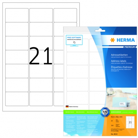 Herma Etiketter Premium A4 63,5x38,1 (10)