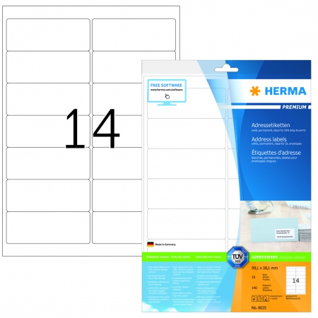 Herma Etiketter Premium A4 99,1x38,1 (10)