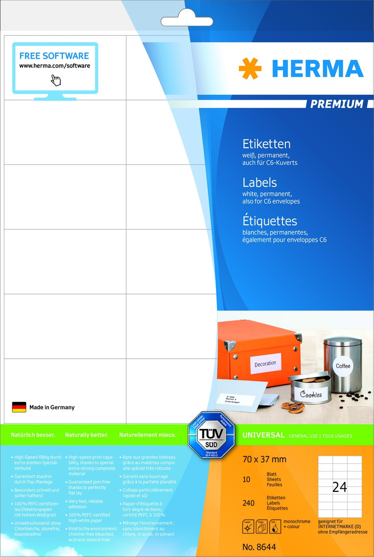 BildeHerma Etiketter Premium A4 70,0x37,0 (10)