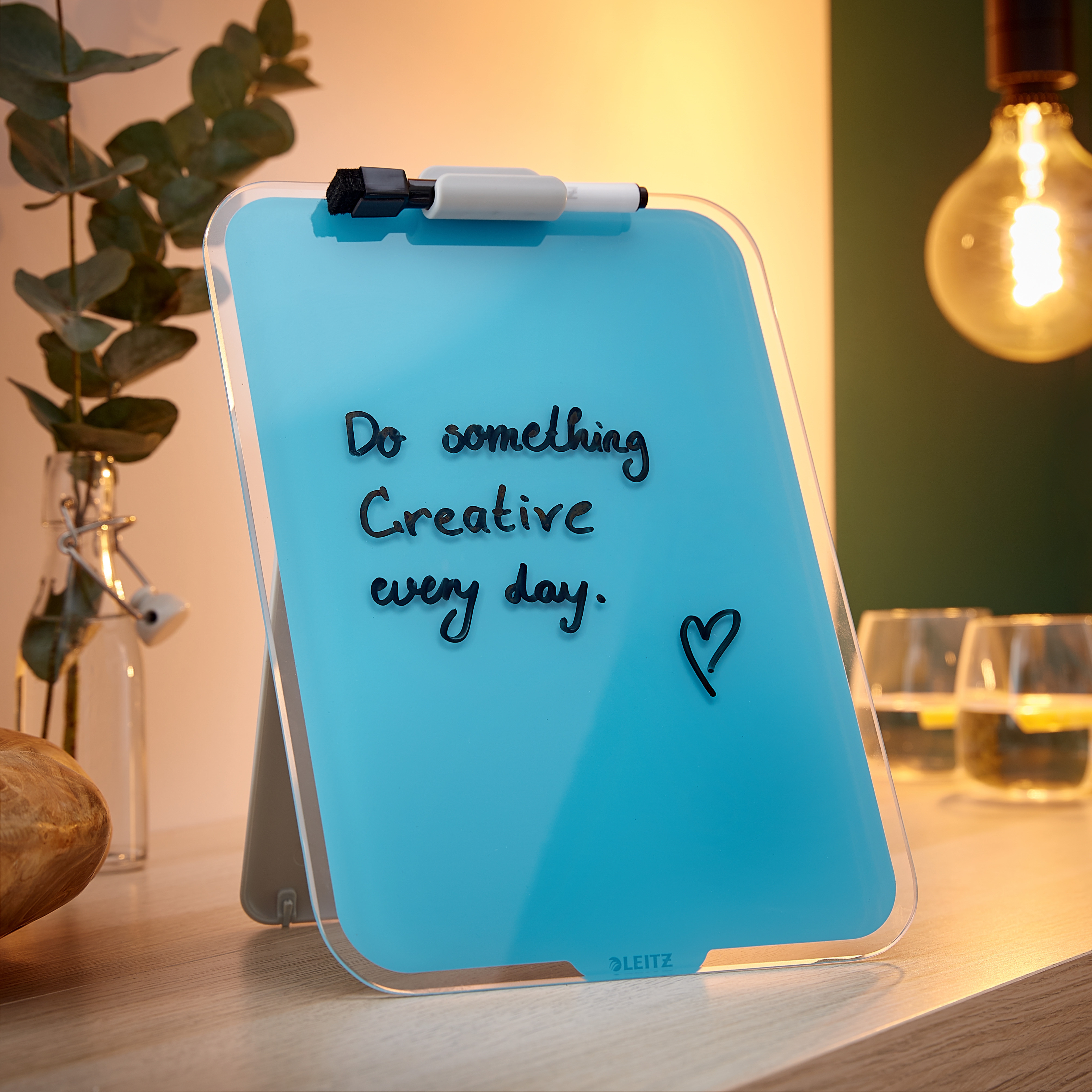 Glasstavle med klype Leitz Cosy Bl