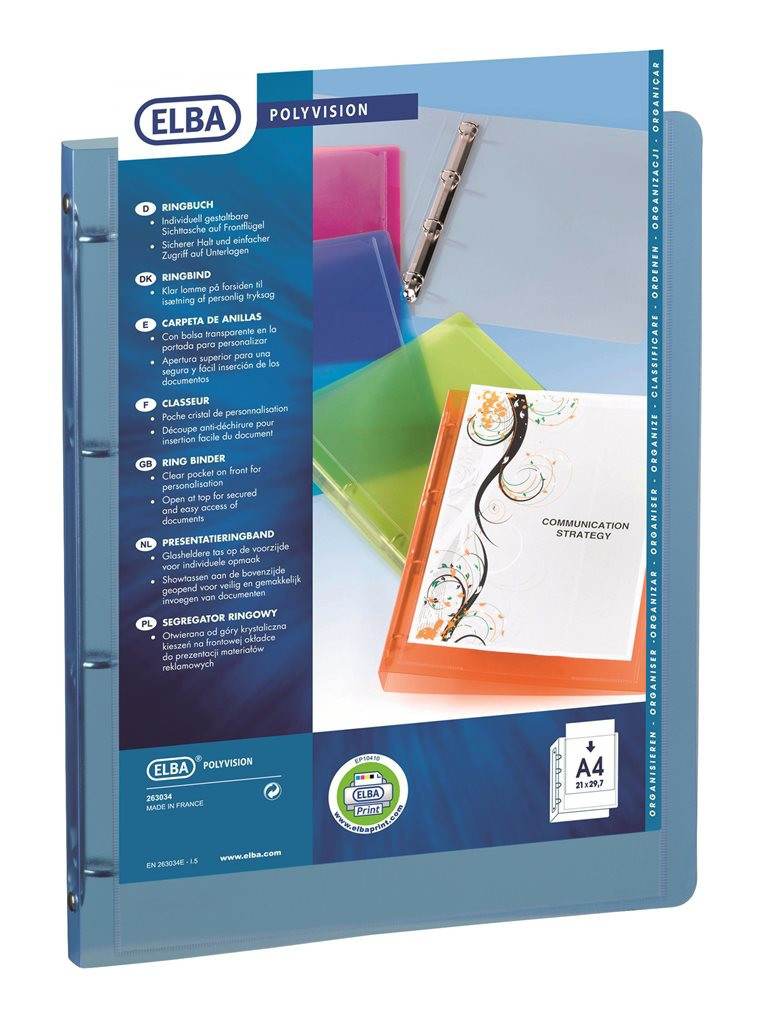 BildeRingprm Polyvision A4 30mm 4 Ringer Pp Bl