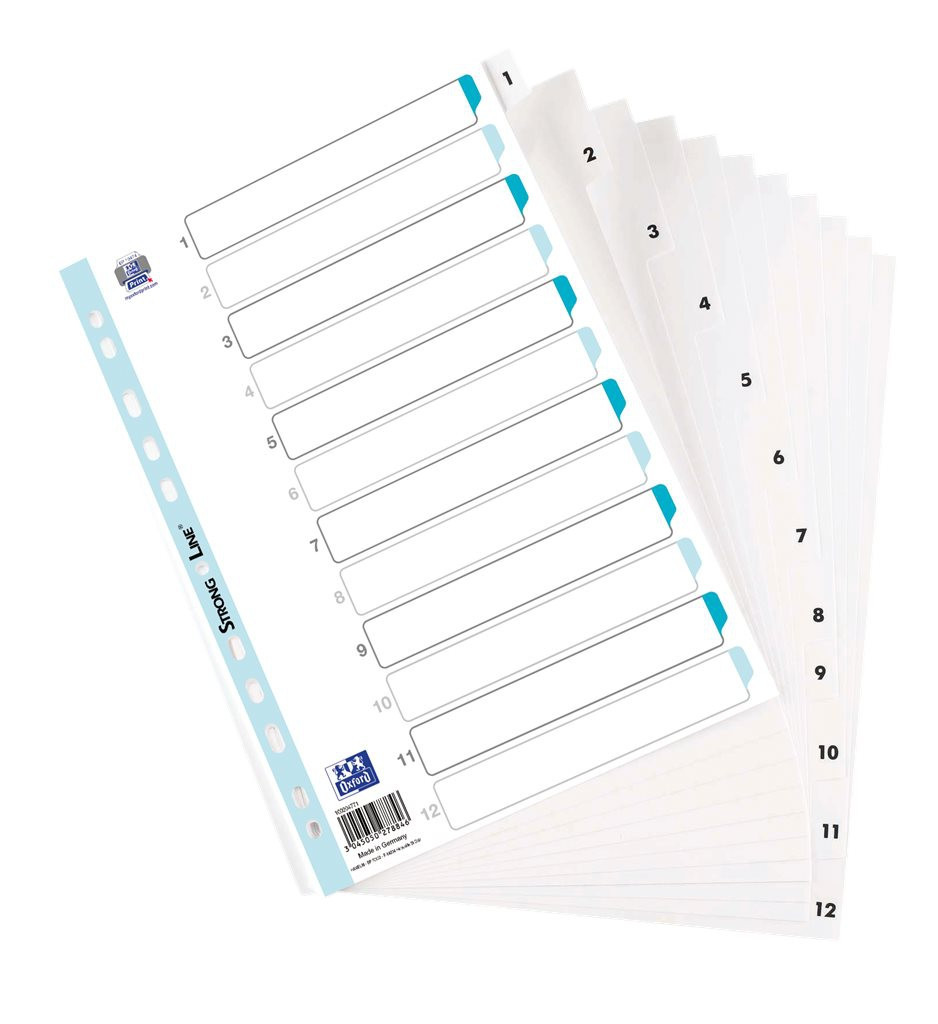 BildeIndeks Numerisk A4 12 Faner Pp 15/100 Hvit
