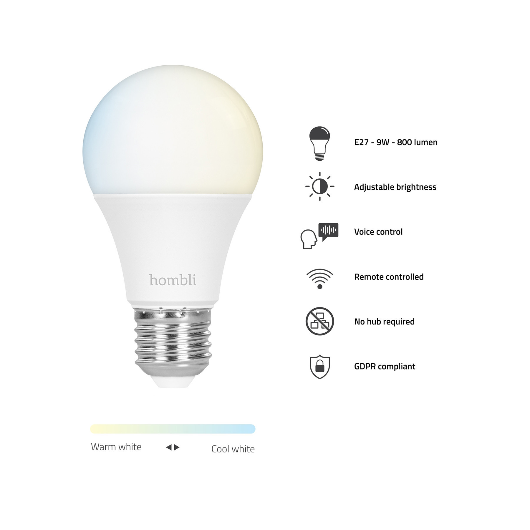 Hombli Smart Lyspre 9W CCT (E27)