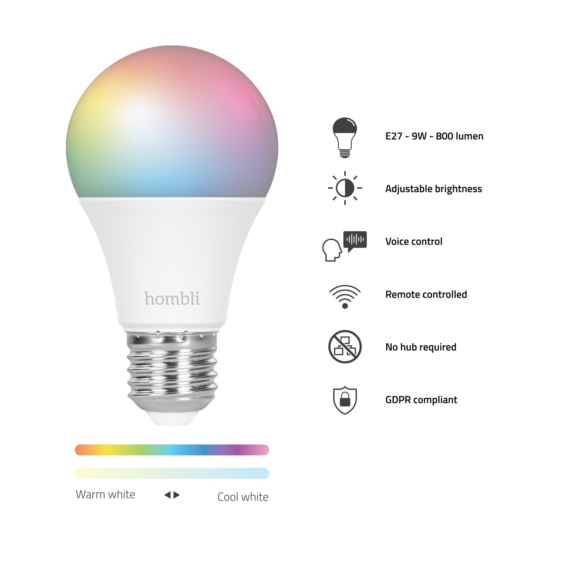Hombli Smart Lyspre 9W RGB & CCT (E27)