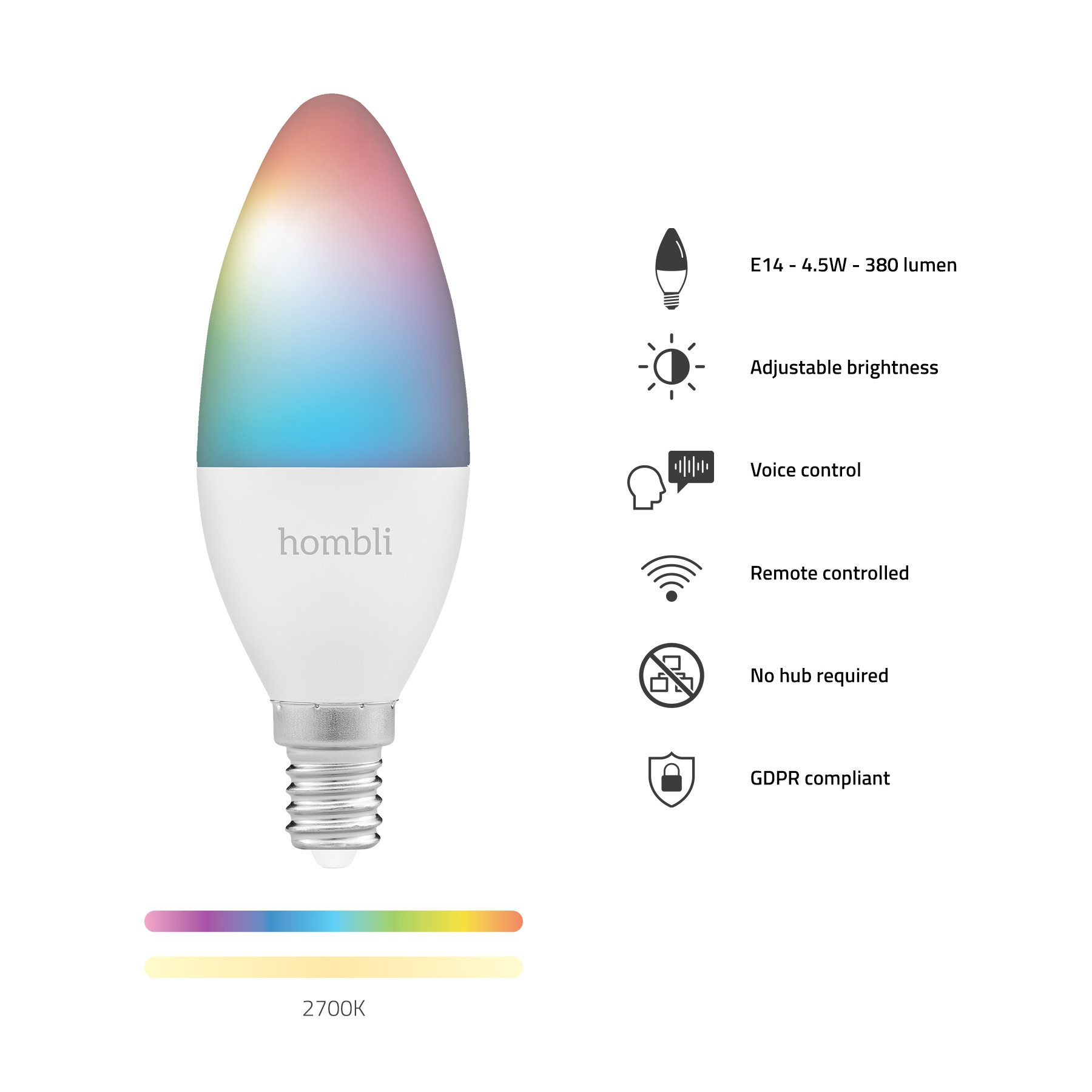 Hombli Smart Lyspre 4.5W RGB & CCT (E14)