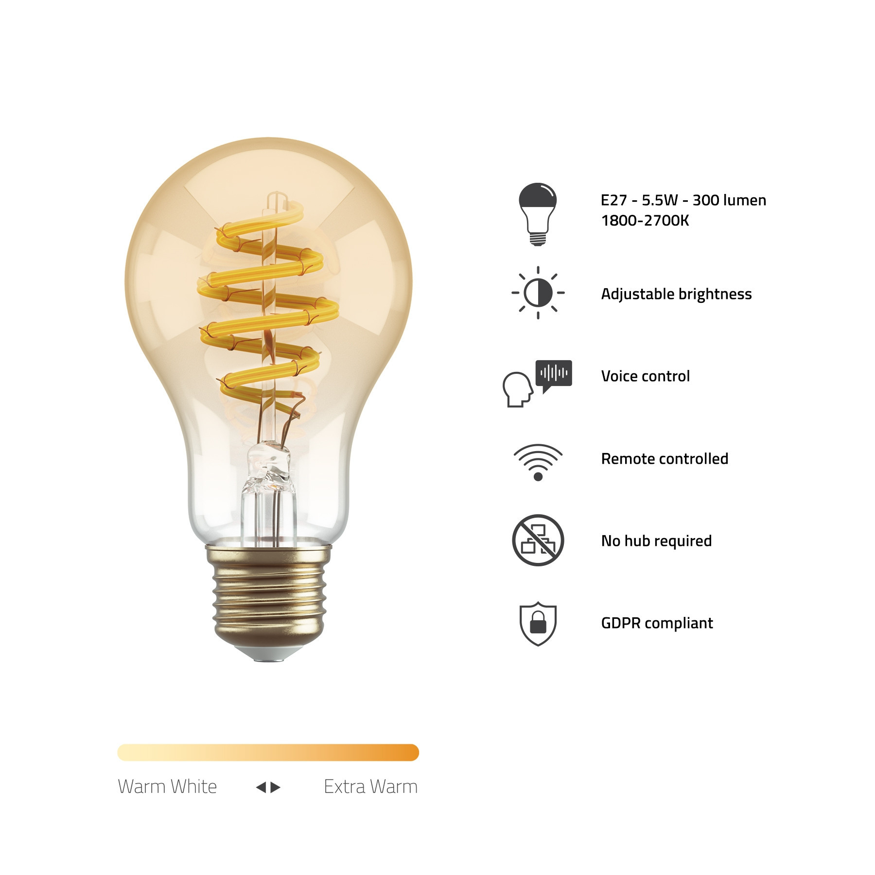 HOMBLI Filament Bulb E27 A60-Amber CCT