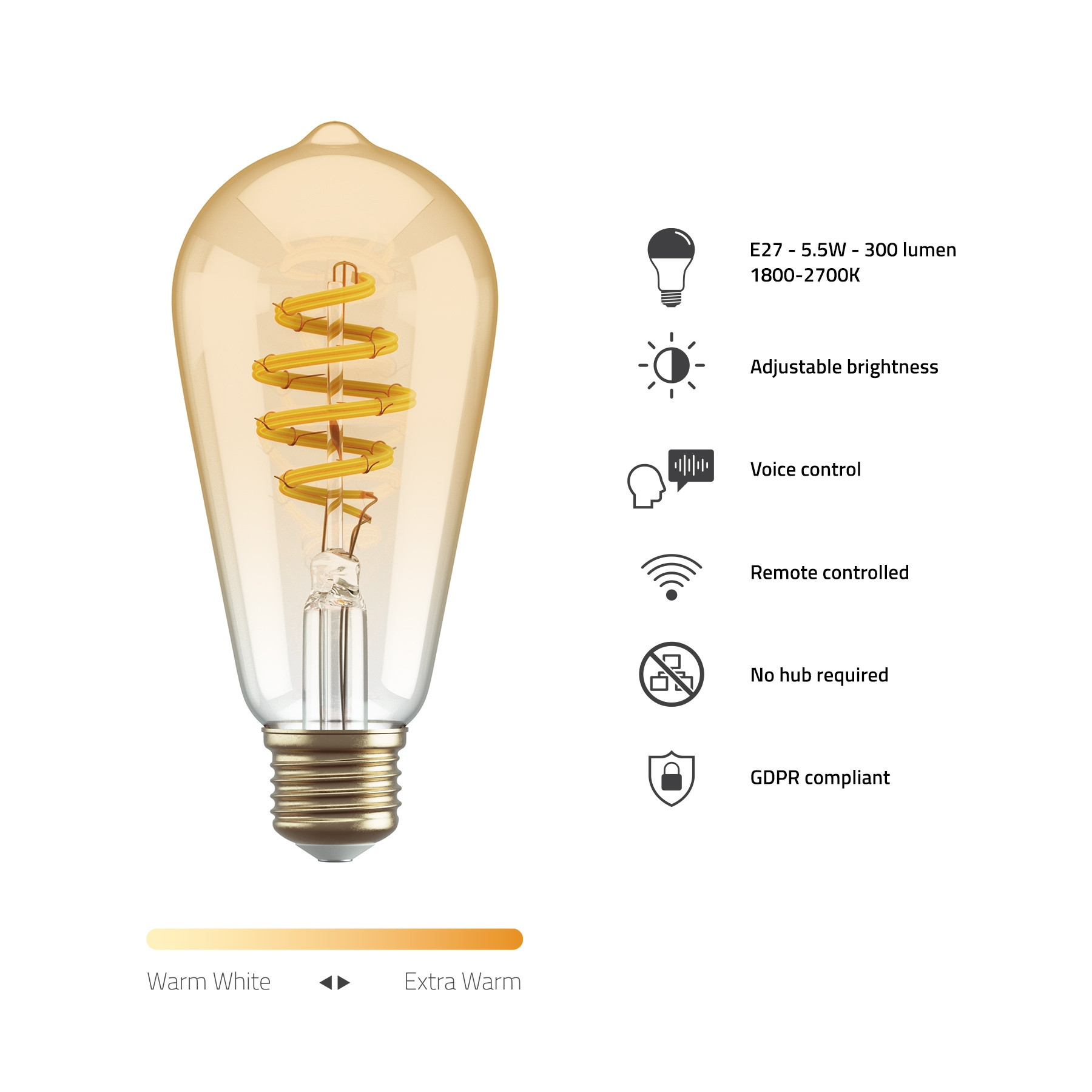 HOMBLI Filament Bulb E27 ST64-Amber CCT
