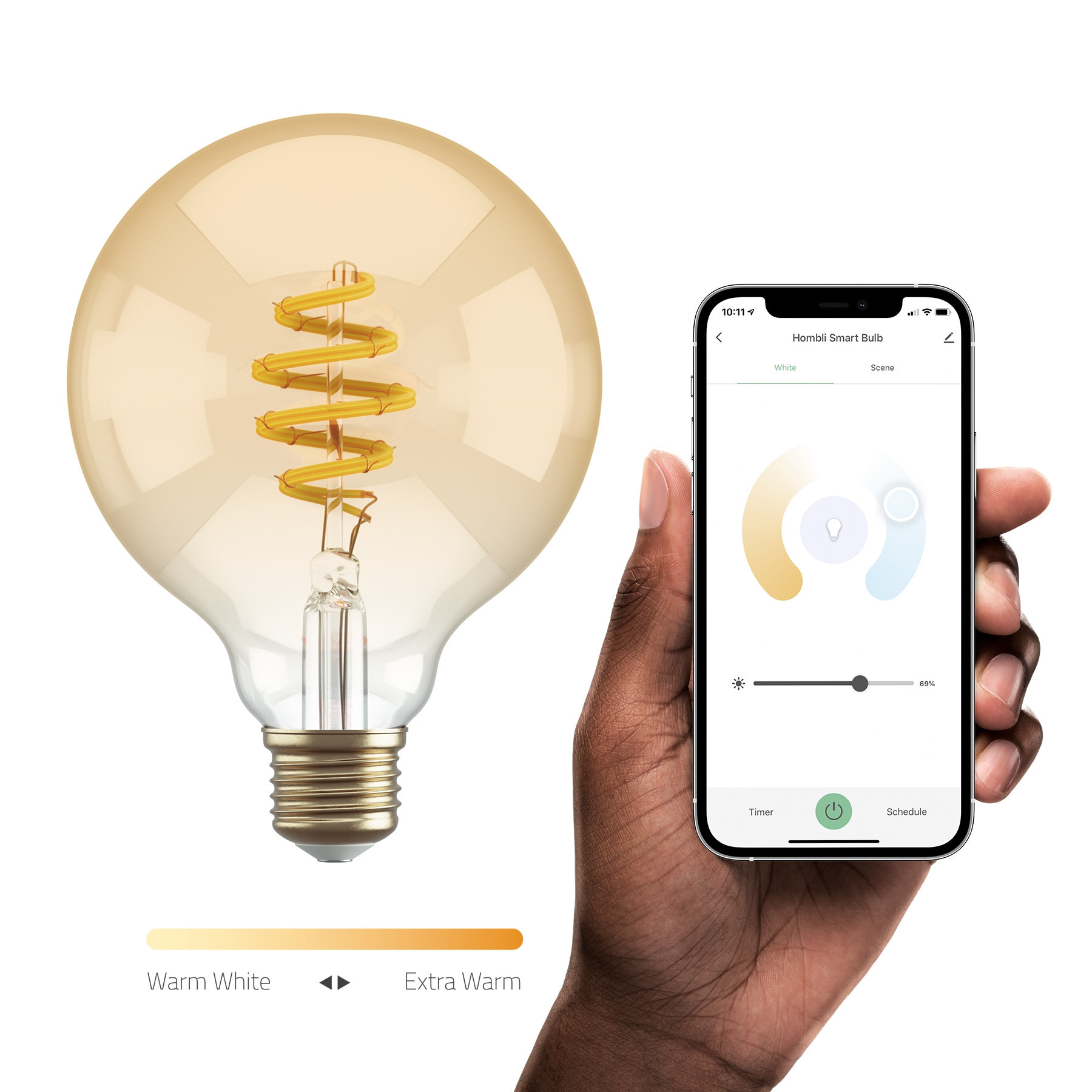 HOMBLI Filament Bulb E27 G95-Amber CCT