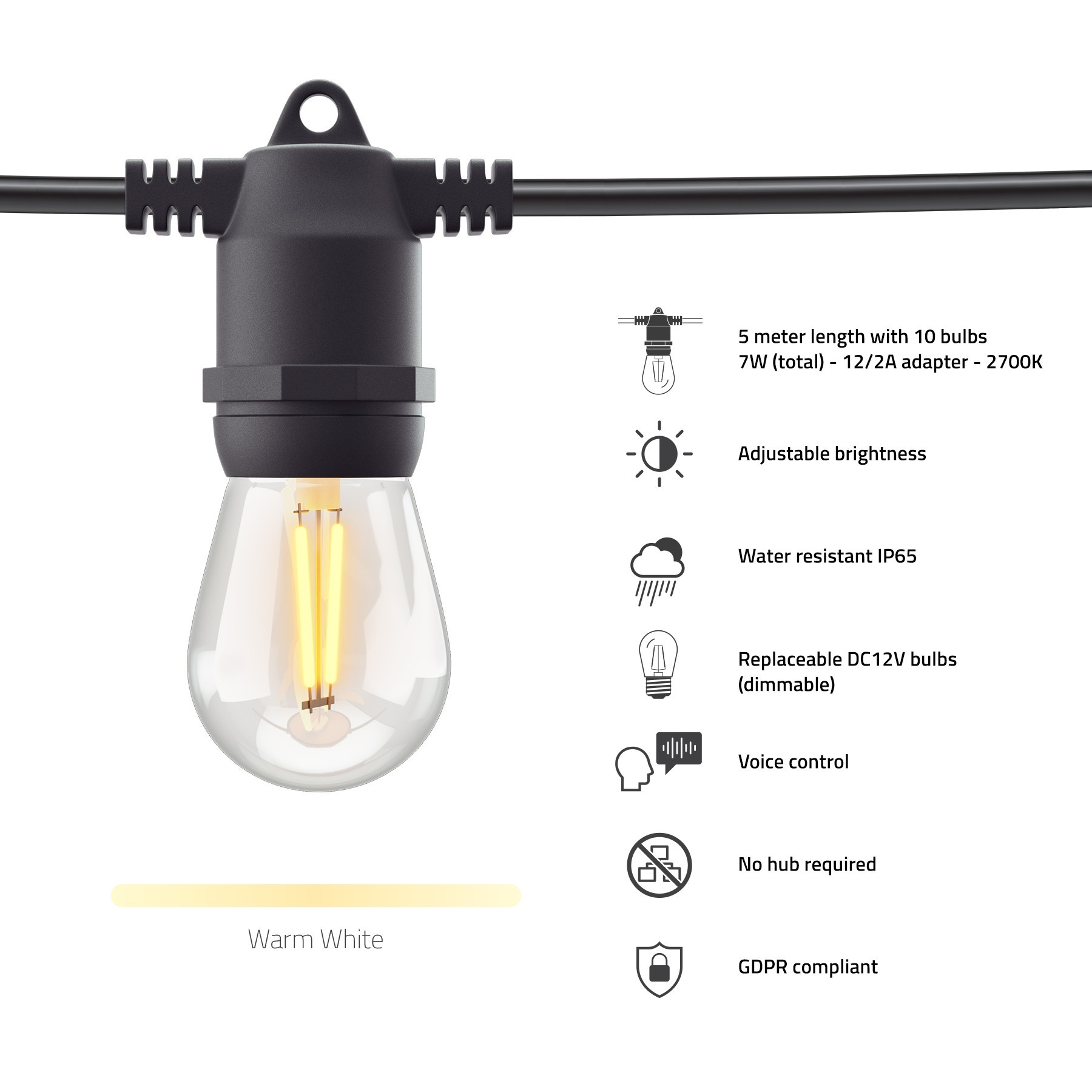 Hombli Smart Utendrs Lyslenke (5m)