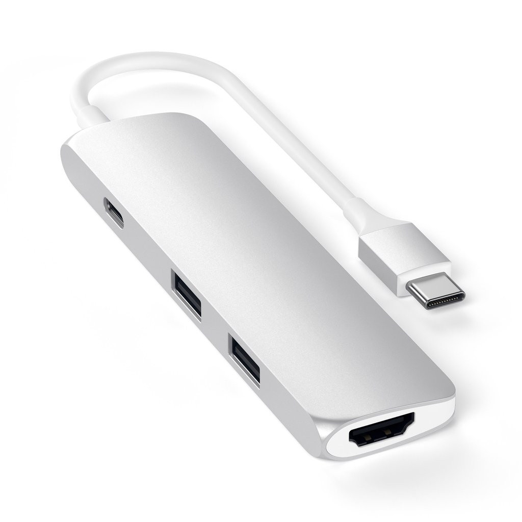 BildeSatechi Slim Aluminum Type-C Multi-Port Adapter 4K, Silver